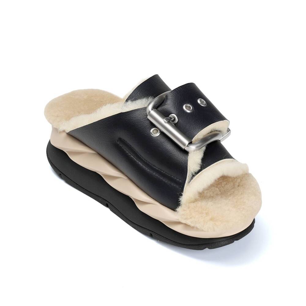 NEW 4CCCCEES women's mellow laze platform slide sandal in black